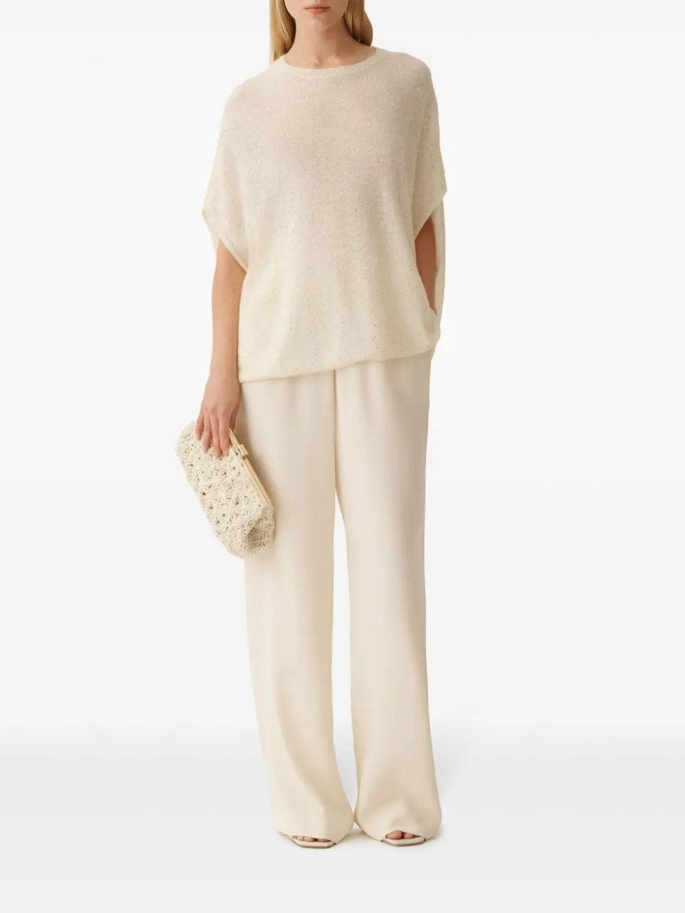 Sequined wool blend cape