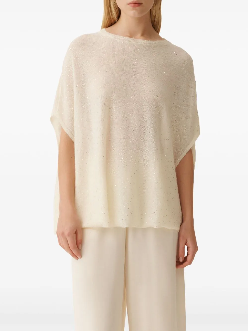 Sequined wool blend cape