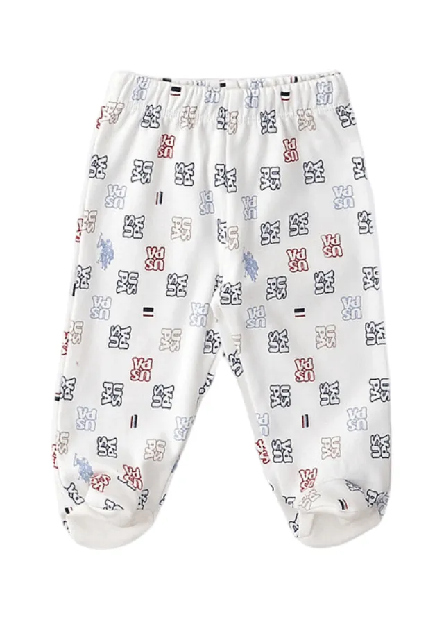 Set 5 Piese Nou Nascut, Bluza, Pantaloni, Bavetica, Botosei si Fes USB1400 Us Polo Assn