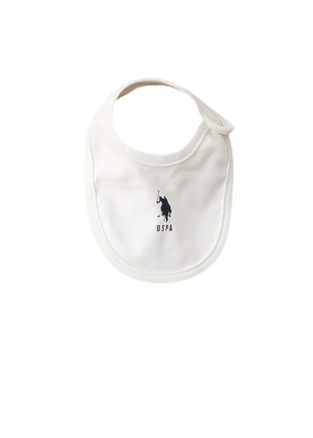 Set 5 Piese Nou Nascut, Bluza, Pantaloni, Bavetica, Botosei si Fes USB1400 Us Polo Assn