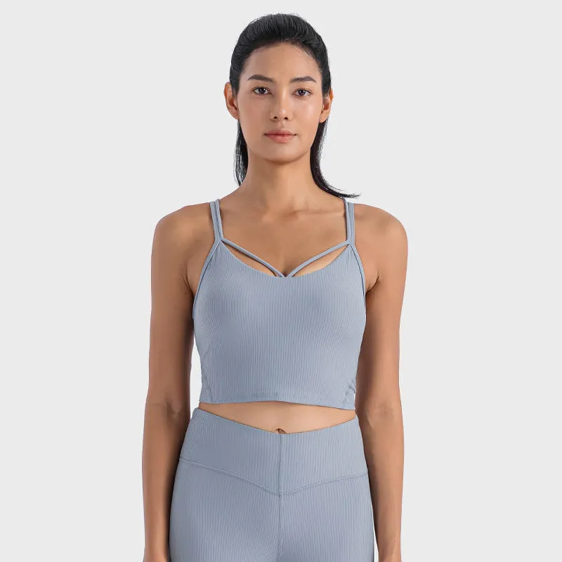 Sexy V-neck Sports Vest Women's Workout Yoga Vest Top