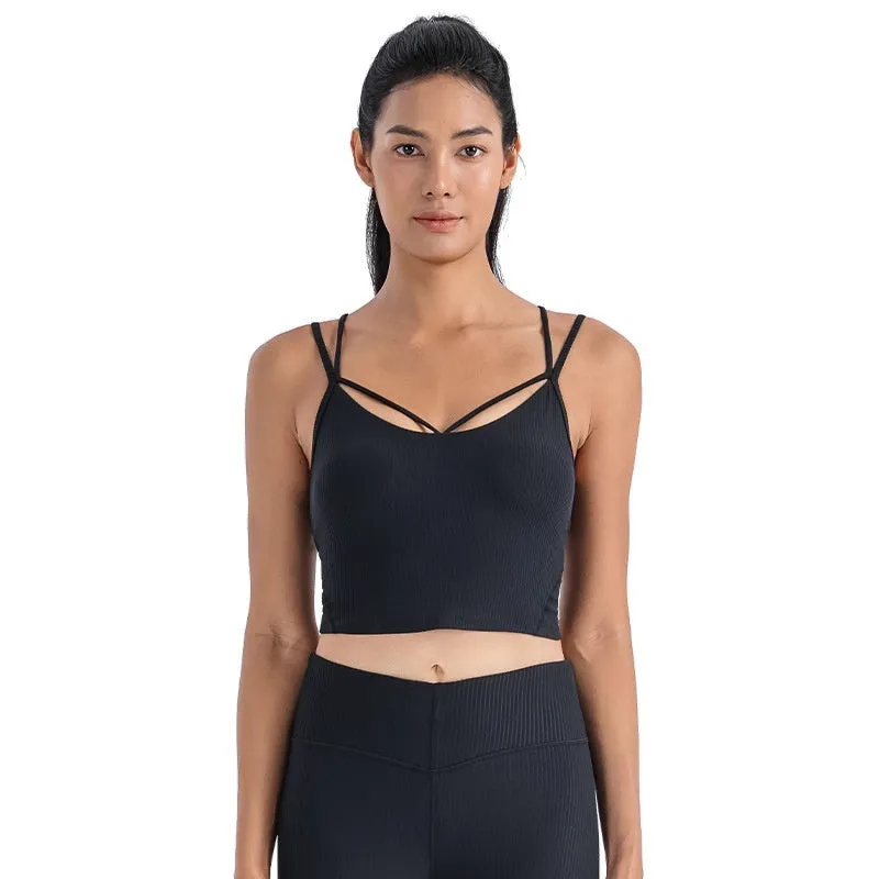 Sexy V-neck Sports Vest Women's Workout Yoga Vest Top