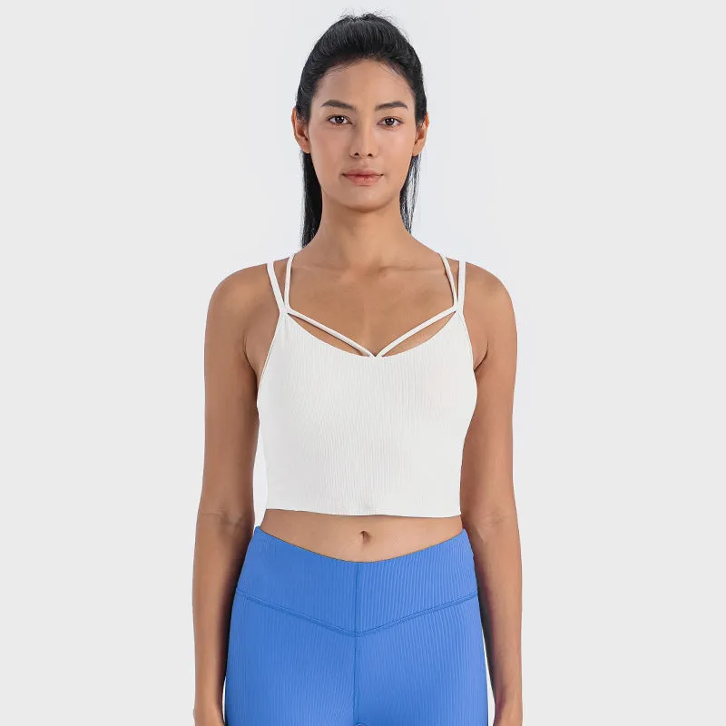 Sexy V-neck Sports Vest Women's Workout Yoga Vest Top