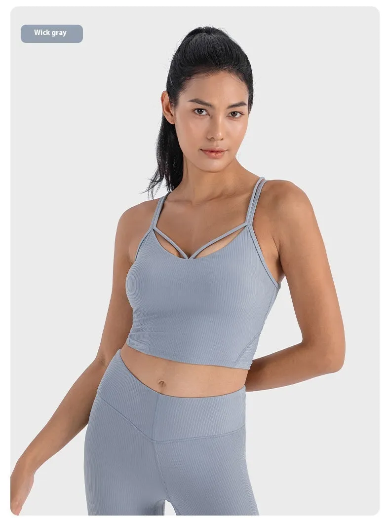 Sexy V-neck Sports Vest Women's Workout Yoga Vest Top