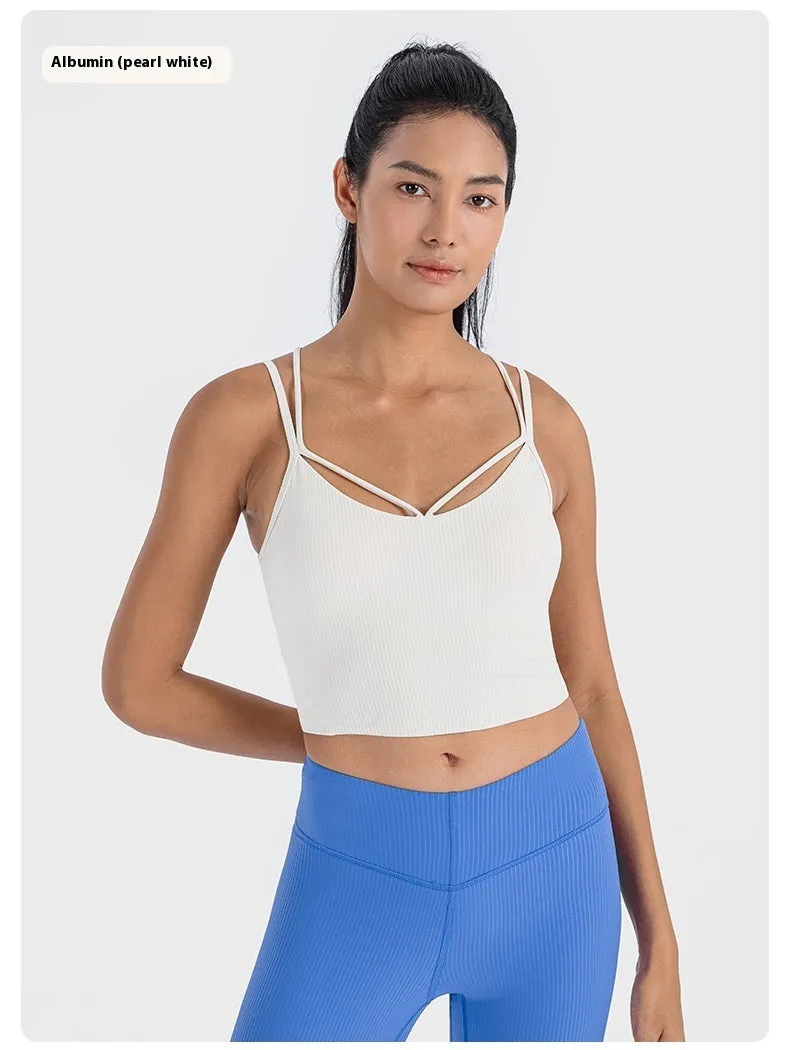 Sexy V-neck Sports Vest Women's Workout Yoga Vest Top