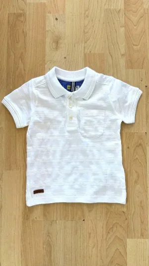 Short Sleeve White Textured Polo