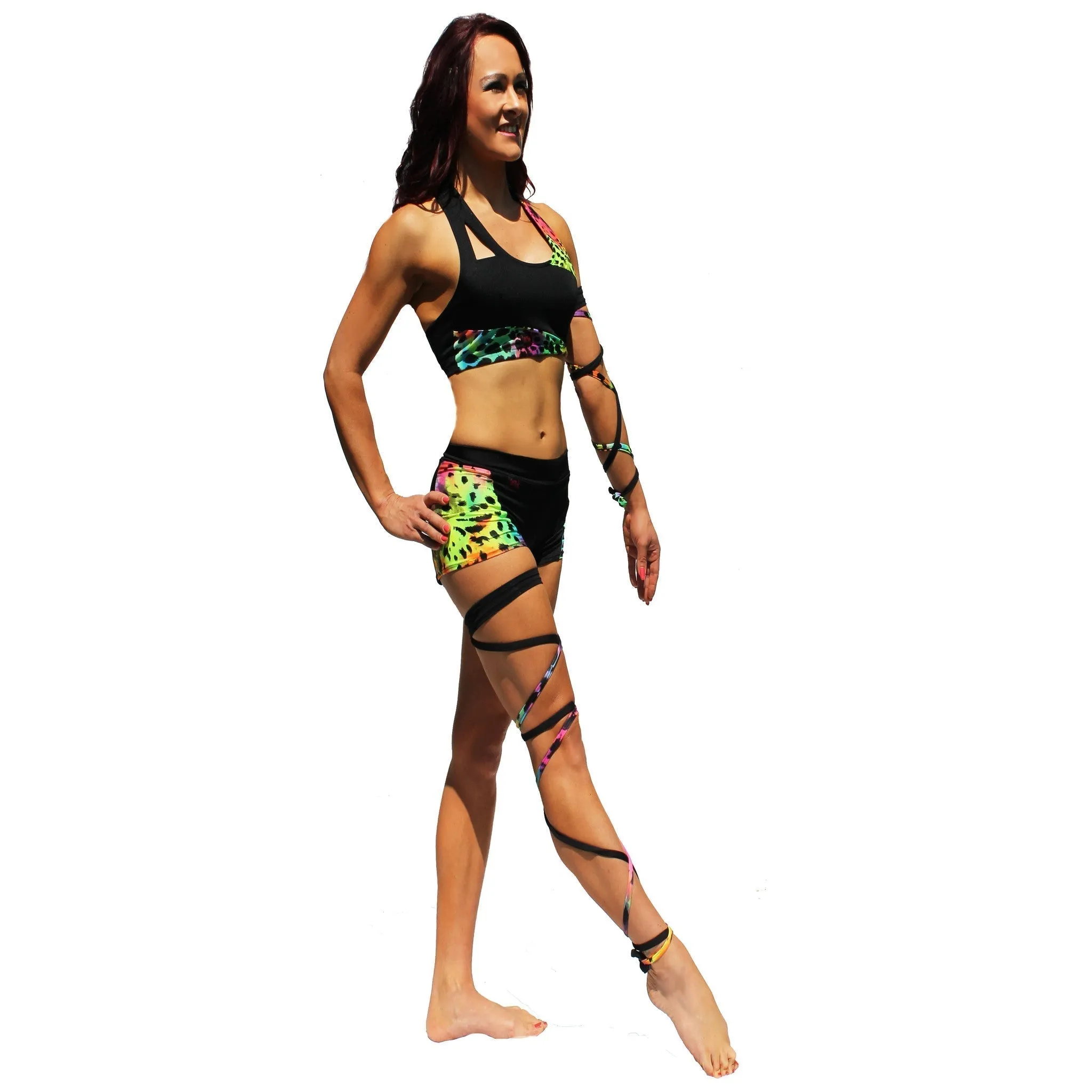 Side Panel Dance Shorts - Black / Rainbow