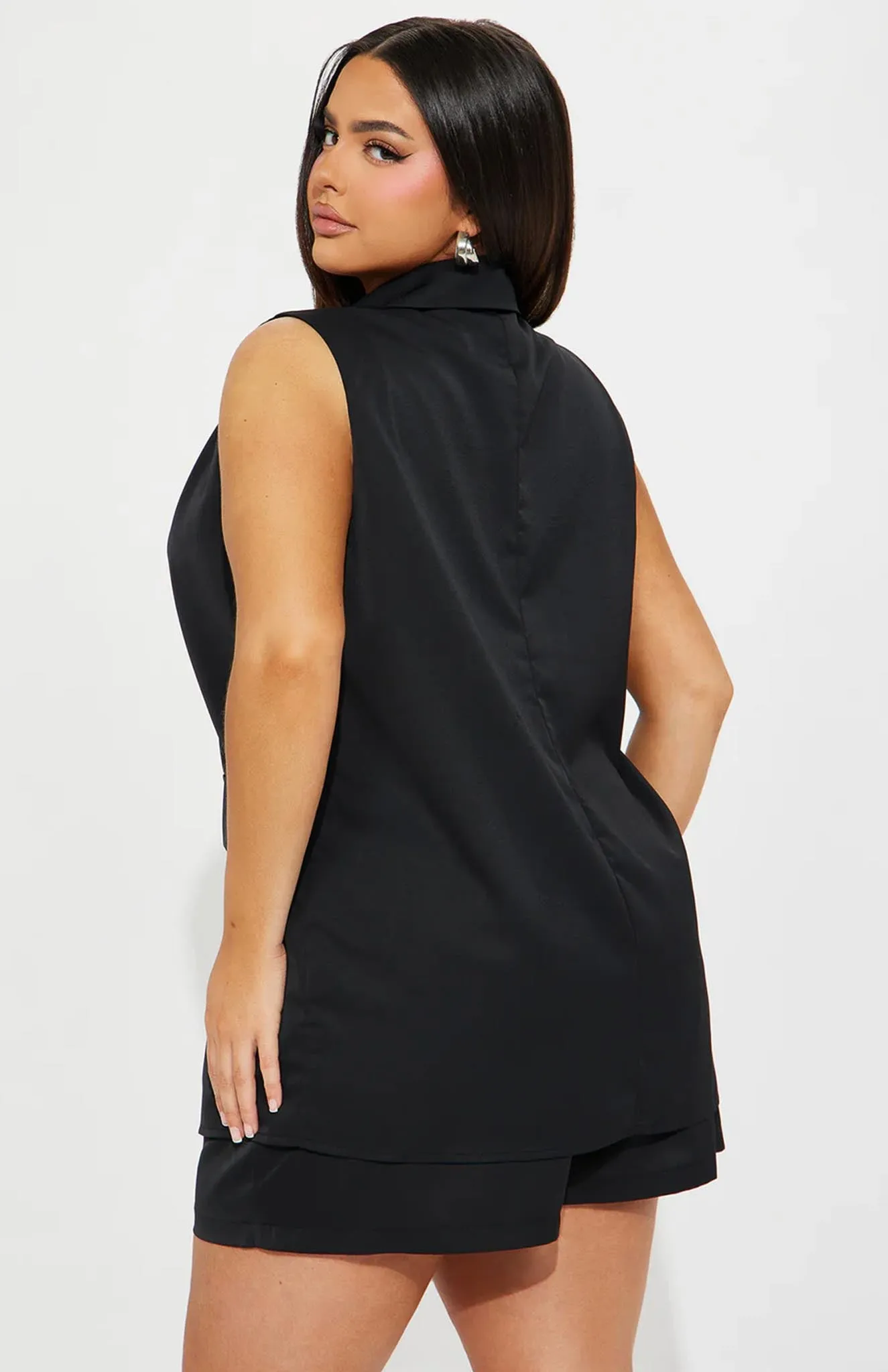 Sleek Noir Blazer Short Set | Power Suit
