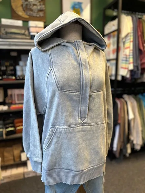 Sleet Fleece Oversized 1/4 Zip Kangaroo Pocket Hoodie