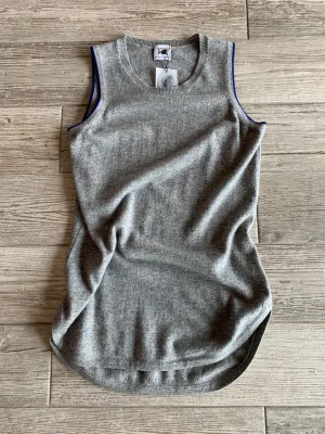 Sleeveless Scoop Hem Cashmere Sweater - Flannel/Navy