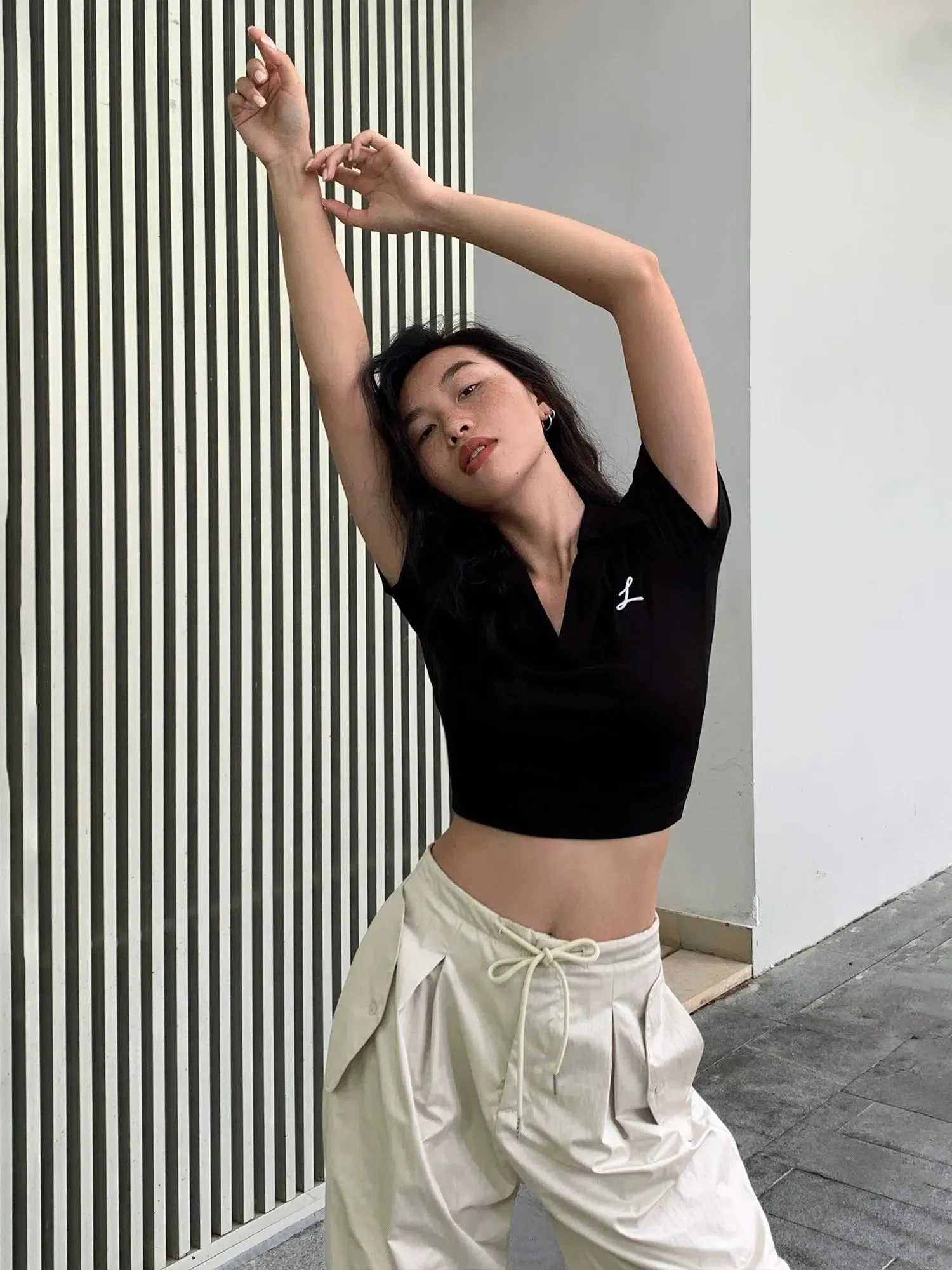 Slim Fit Cropped Polo Shirt