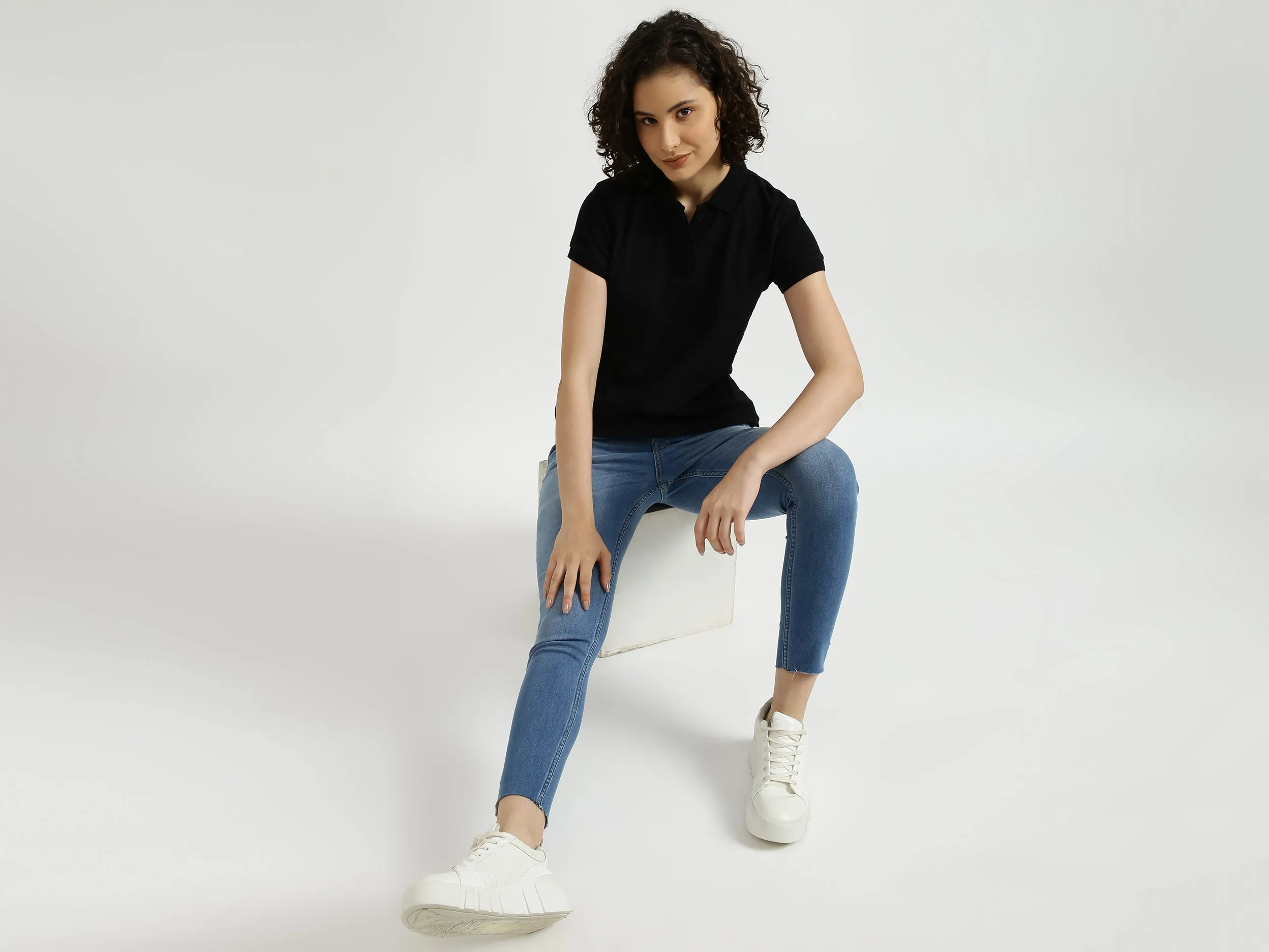 Solid Black Polo T-Shirt