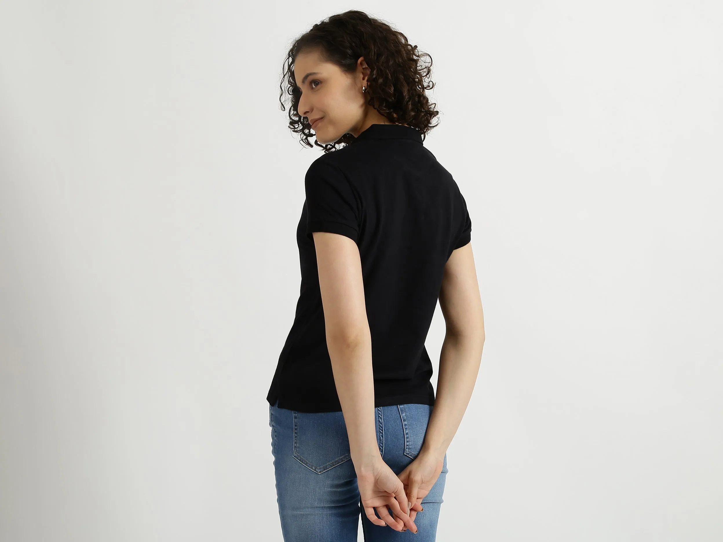 Solid Black Polo T-Shirt