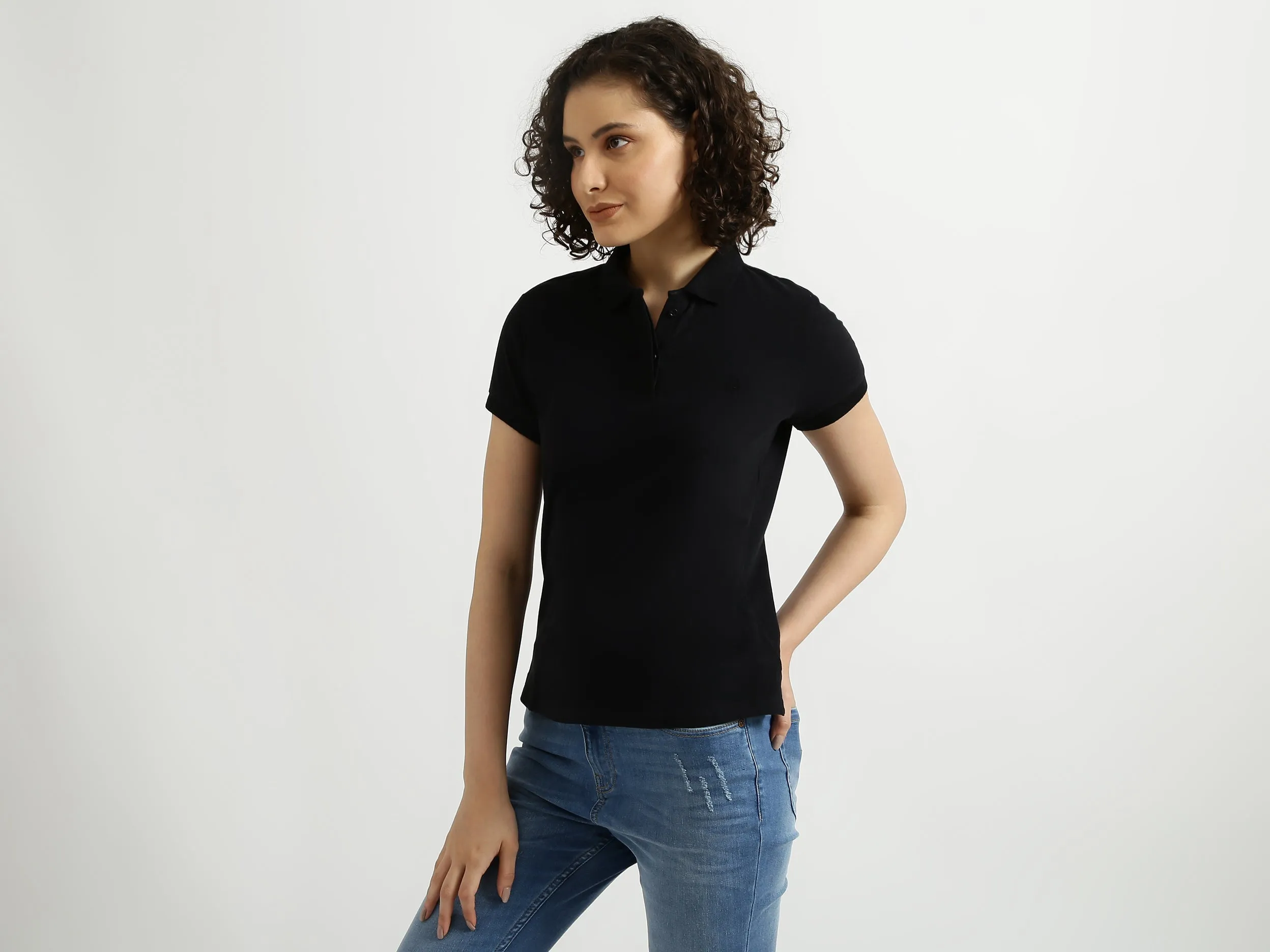 Solid Black Polo T-Shirt