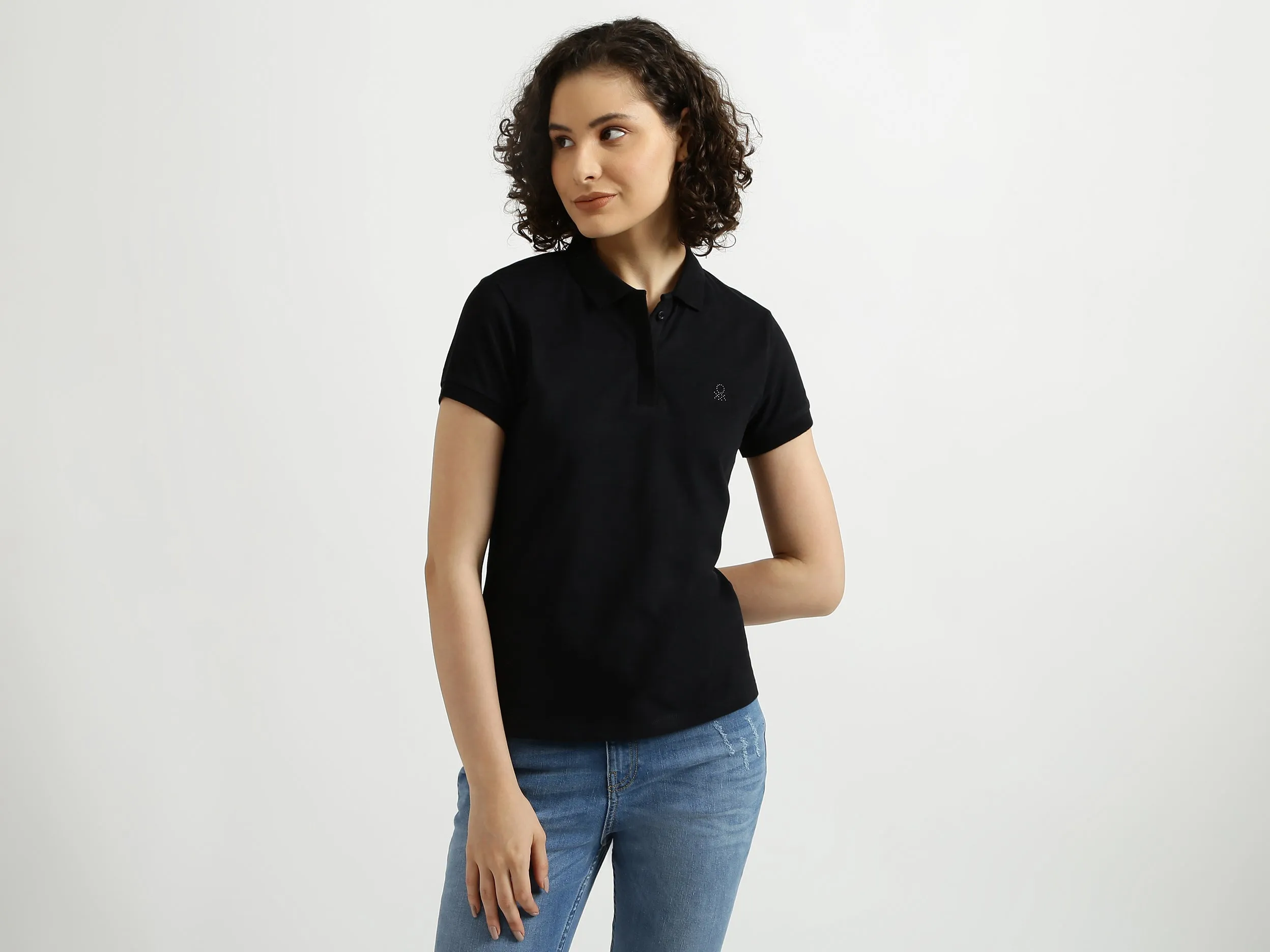 Solid Black Polo T-Shirt