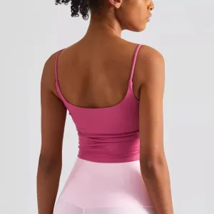 Solid Color Pleated Suspender Fitness Bra