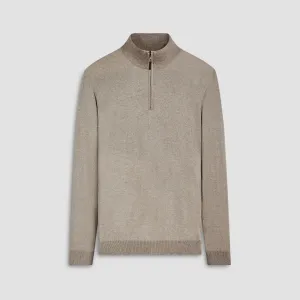 Solid Cotton Cashmere Quarter Zip Sweater