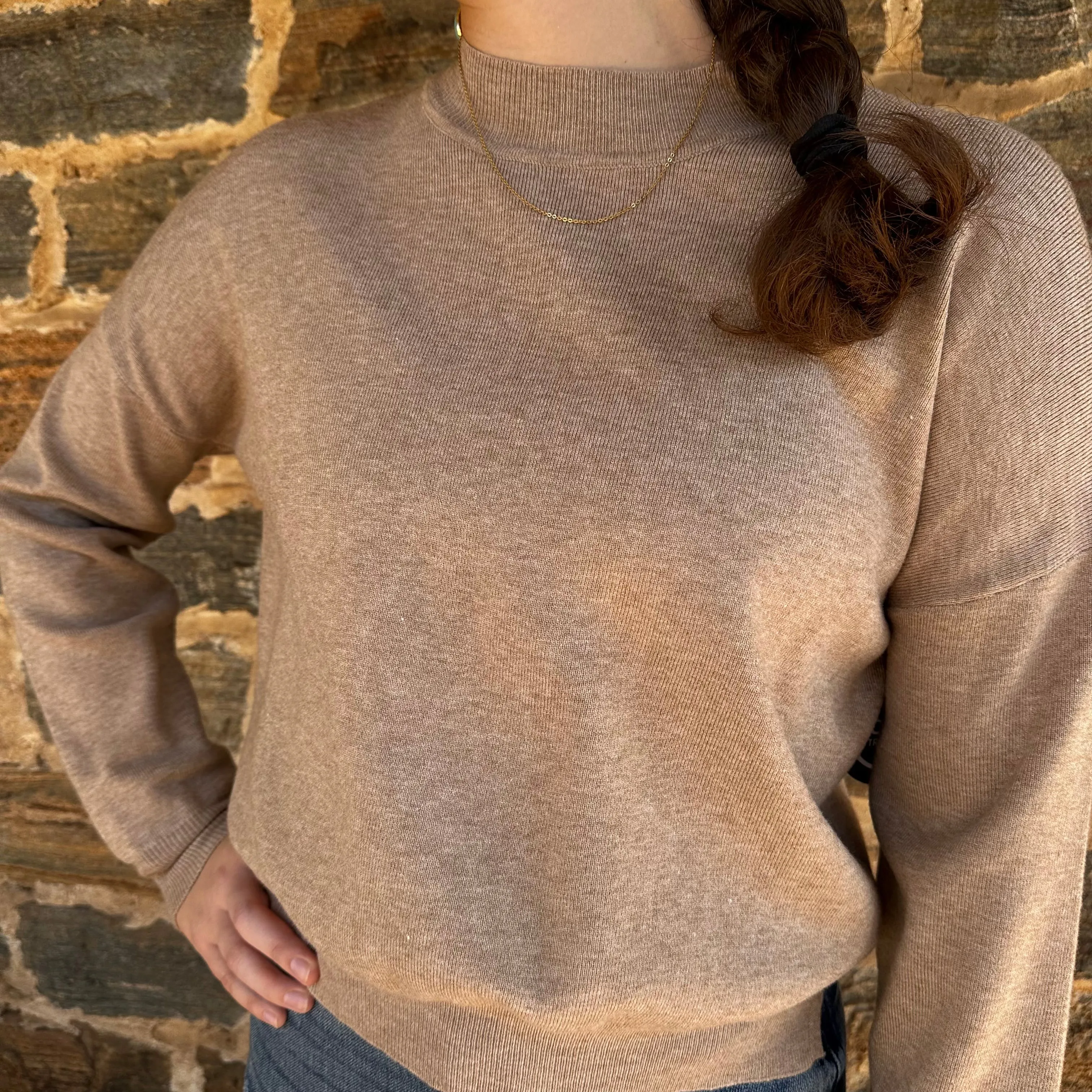 Solid Long Sleeve Sweater | Oatmeal