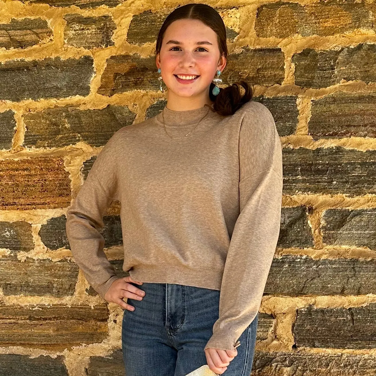 Solid Long Sleeve Sweater | Oatmeal