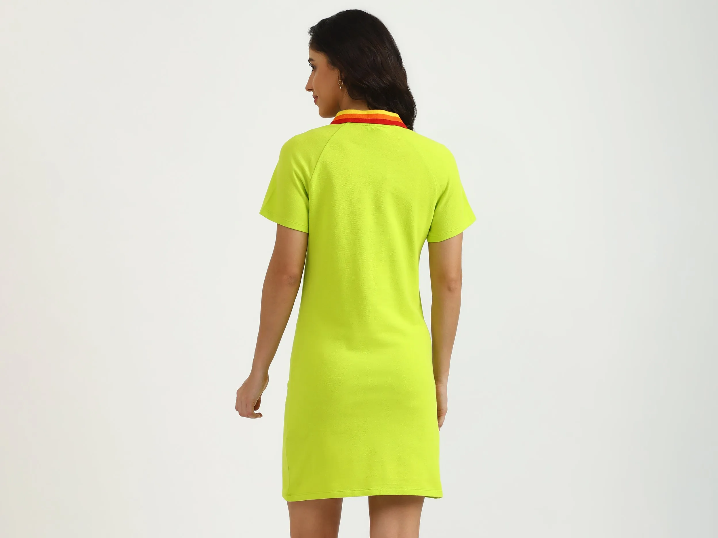 Solid Polo Neck Dress