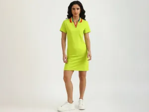 Solid Polo Neck Dress