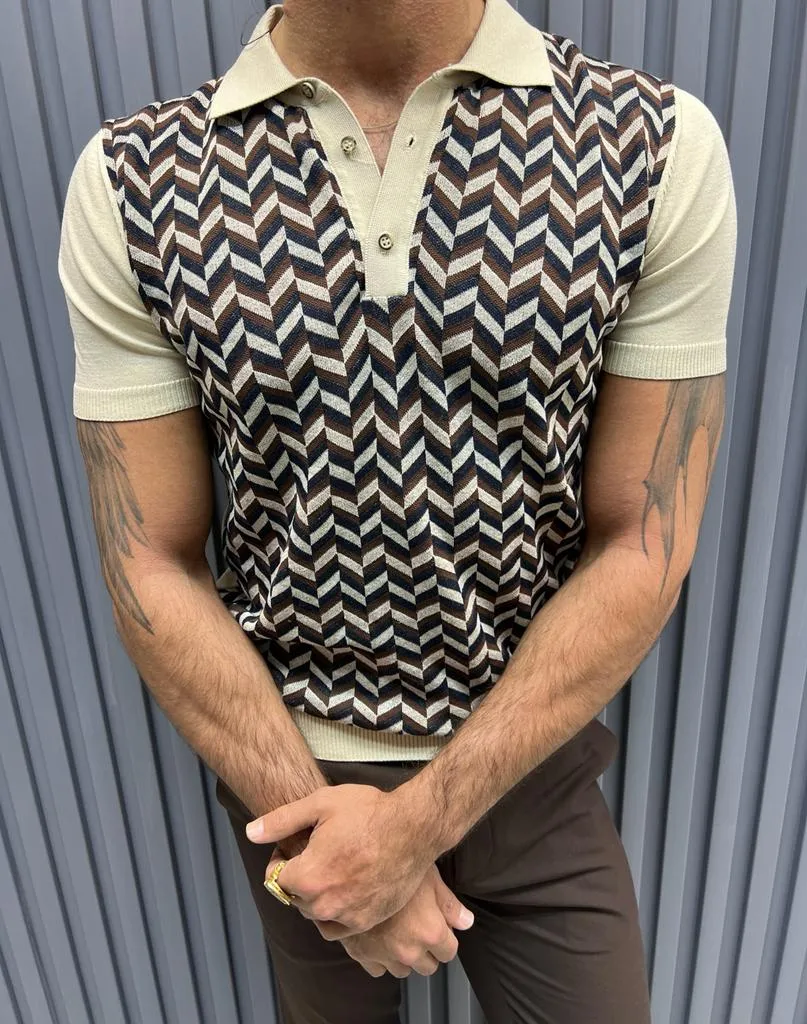 Sorento Beige Slim Fit Polo T-Shirt