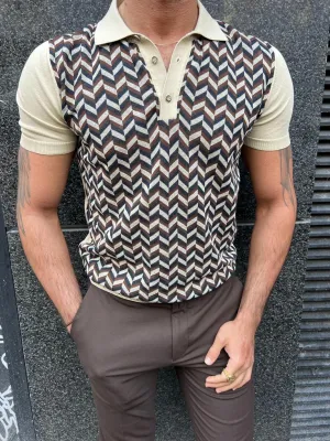 Sorento Beige Slim Fit Polo T-Shirt