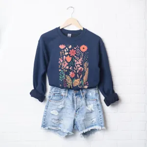 Spring Wildflower Sweatshirt- Navy