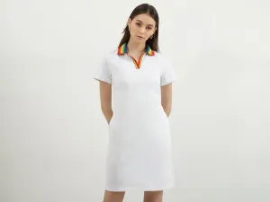 Straight Hemline Solid Polo Dress