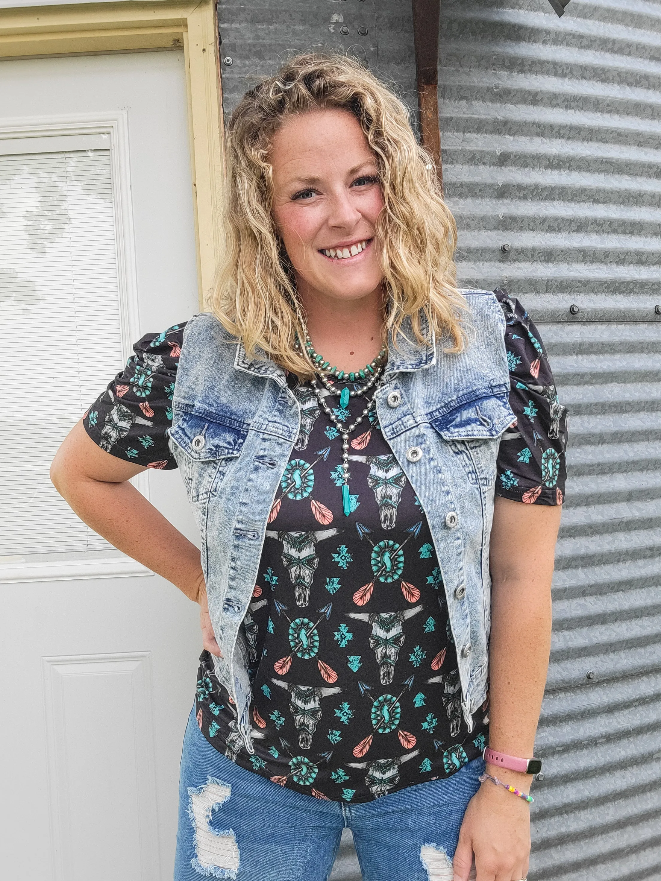 Stretch Denim Vest - Light Wash