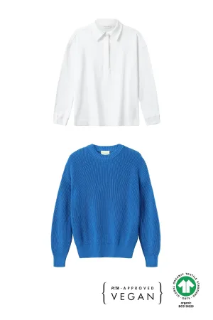 Strickpullover Hella Blau   Longsleeve Juna Weiß
