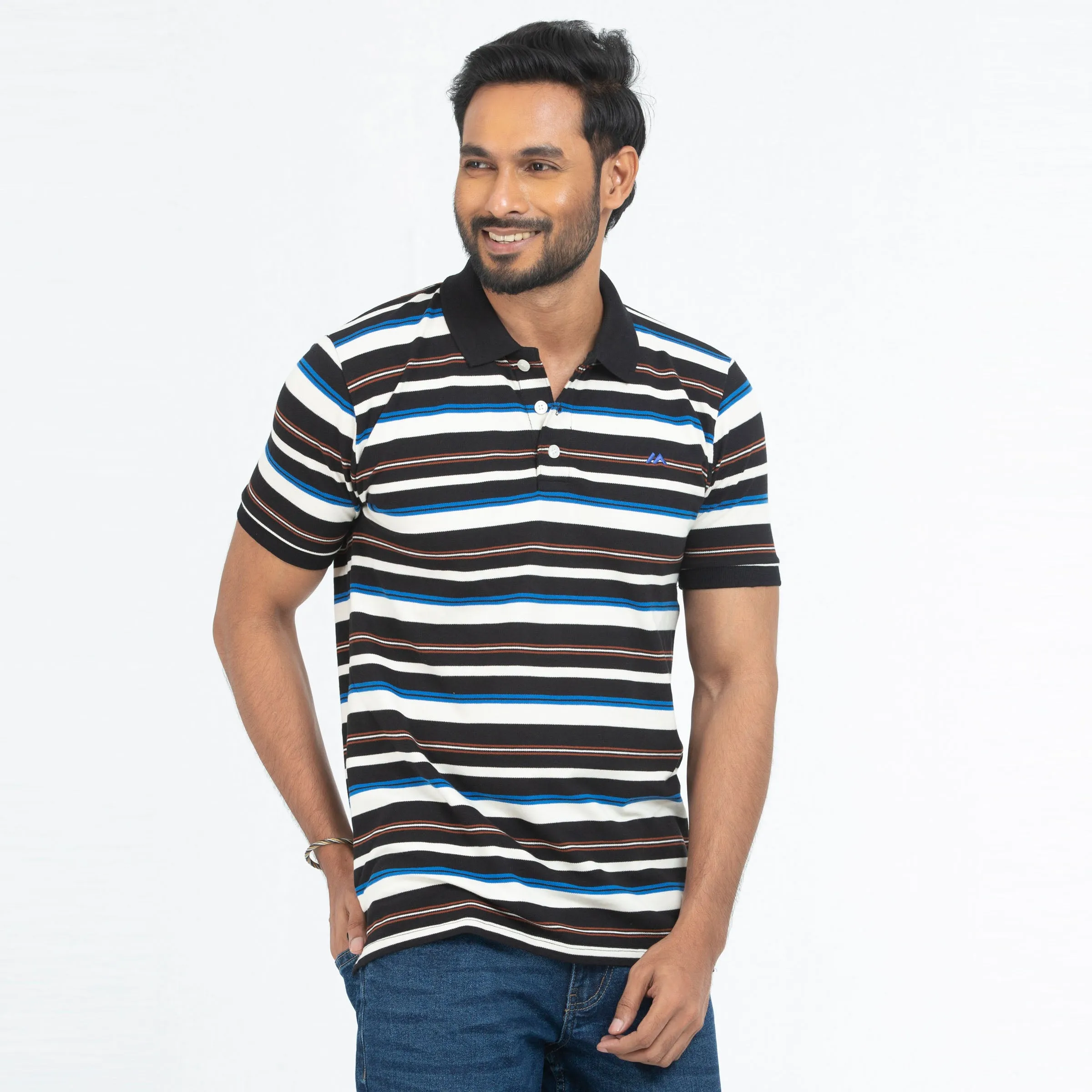 Stripe Polo Shirt - Black & White