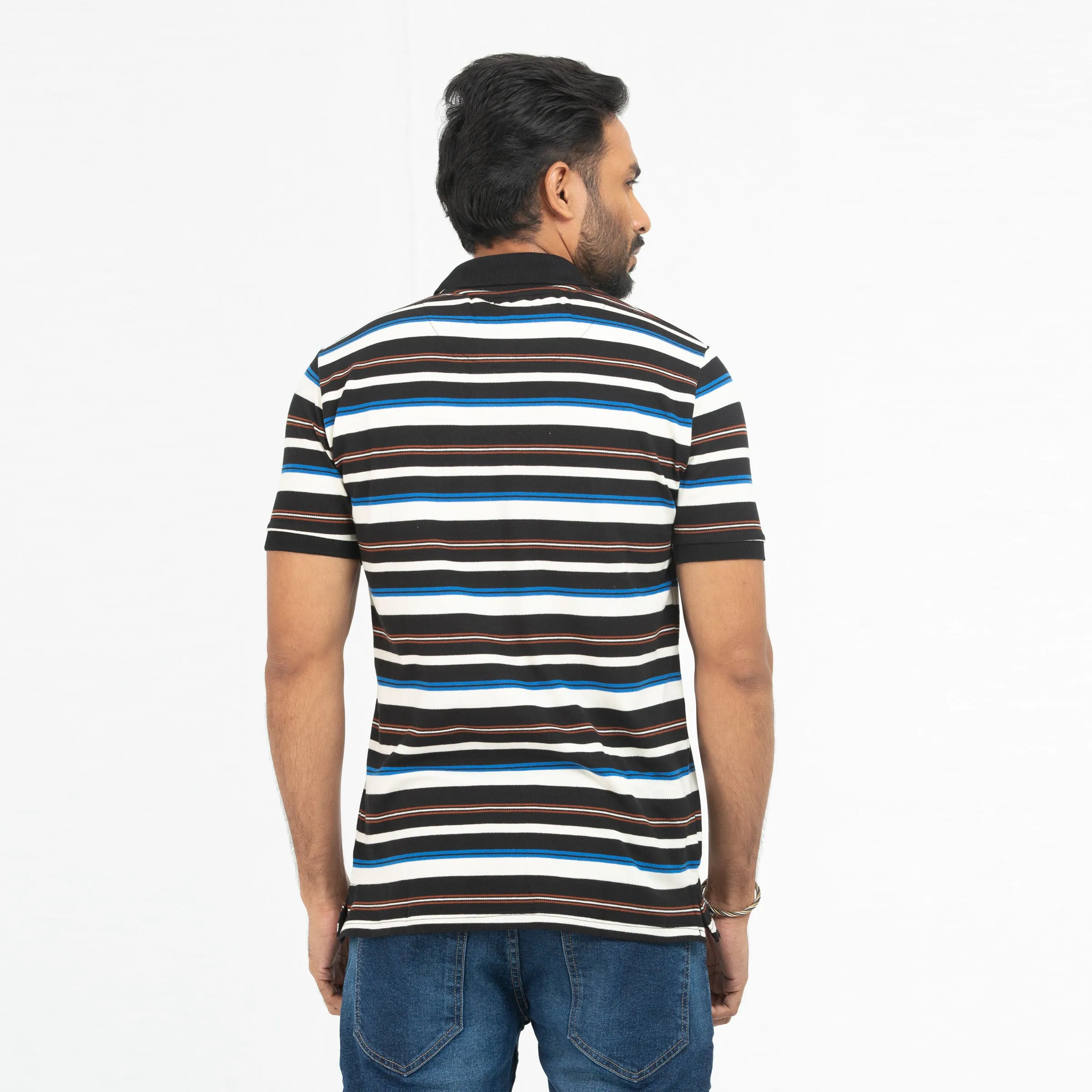 Stripe Polo Shirt - Black & White