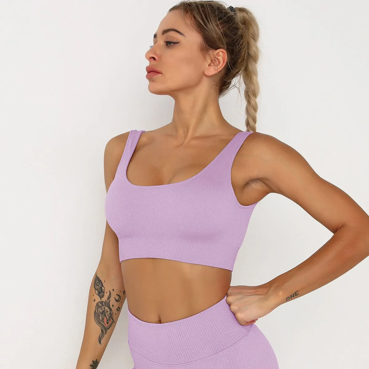 Stripe Seamless Sports Bra