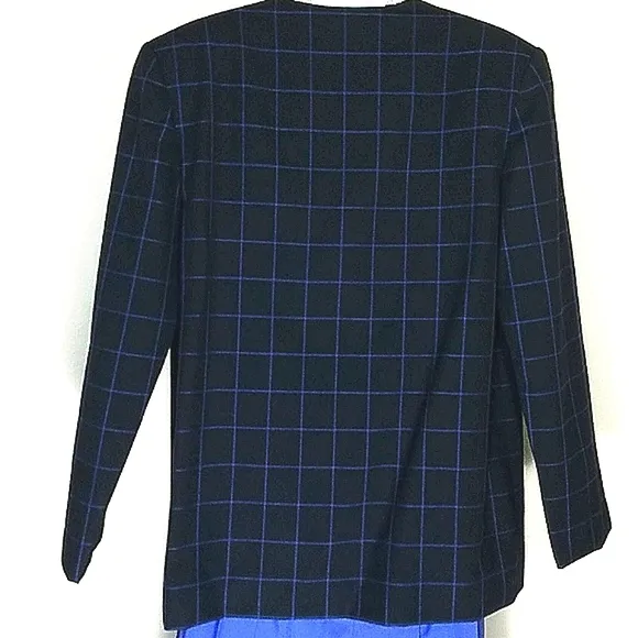 Suit Matching Set blazer jacket lined  Plisse Skirt royal blue Midi EUC