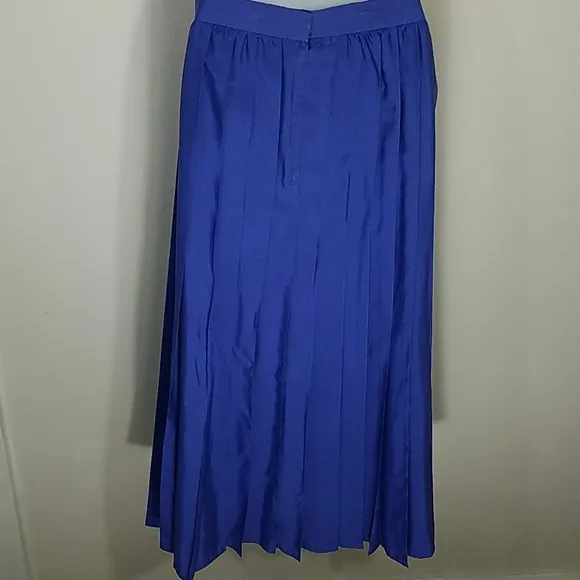 Suit Matching Set blazer jacket lined  Plisse Skirt royal blue Midi EUC