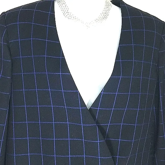Suit Matching Set blazer jacket lined  Plisse Skirt royal blue Midi EUC