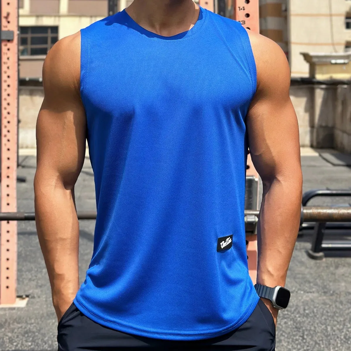 Summer Men's Round Neck Sleeveless Vest - Lightweight and Breathable Sports Fitness Top