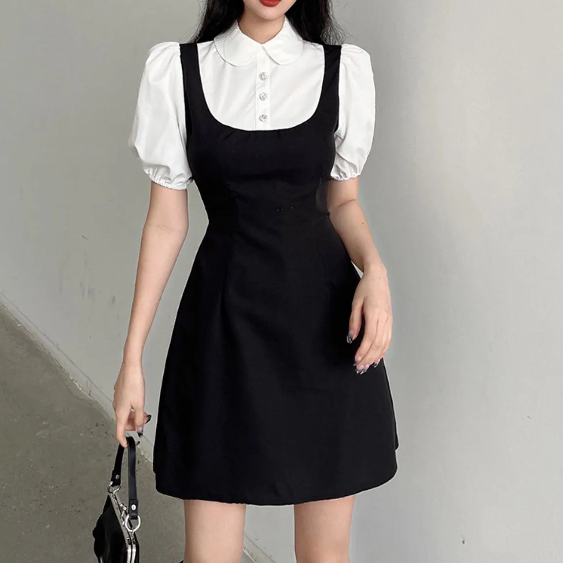 Summer Polo Slim Black White Dress SD01784