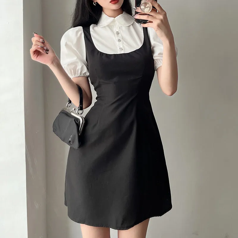 Summer Polo Slim Black White Dress SD01784