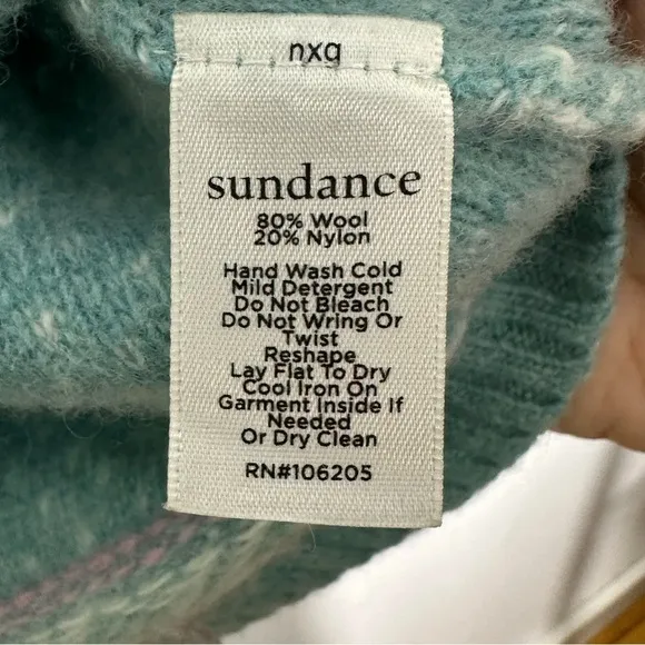 Sundance Bold Botanic Sweater, Size Small Petite, Light Blue Pink