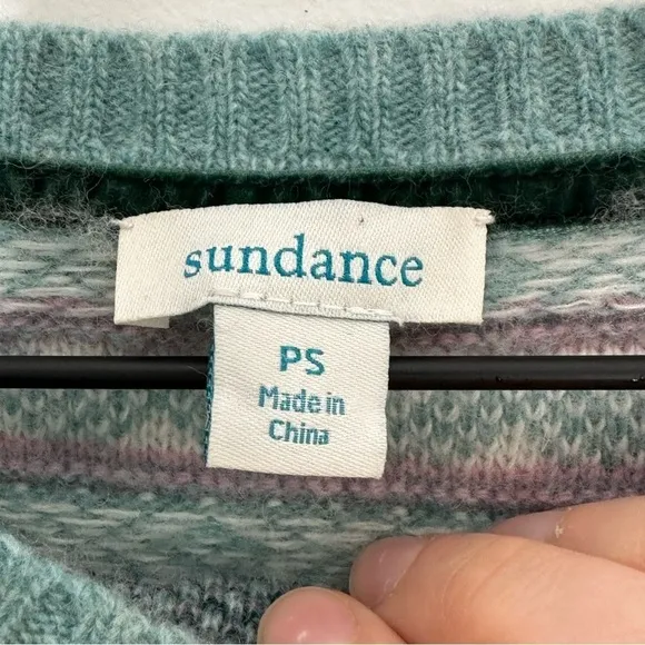 Sundance Bold Botanic Sweater, Size Small Petite, Light Blue Pink