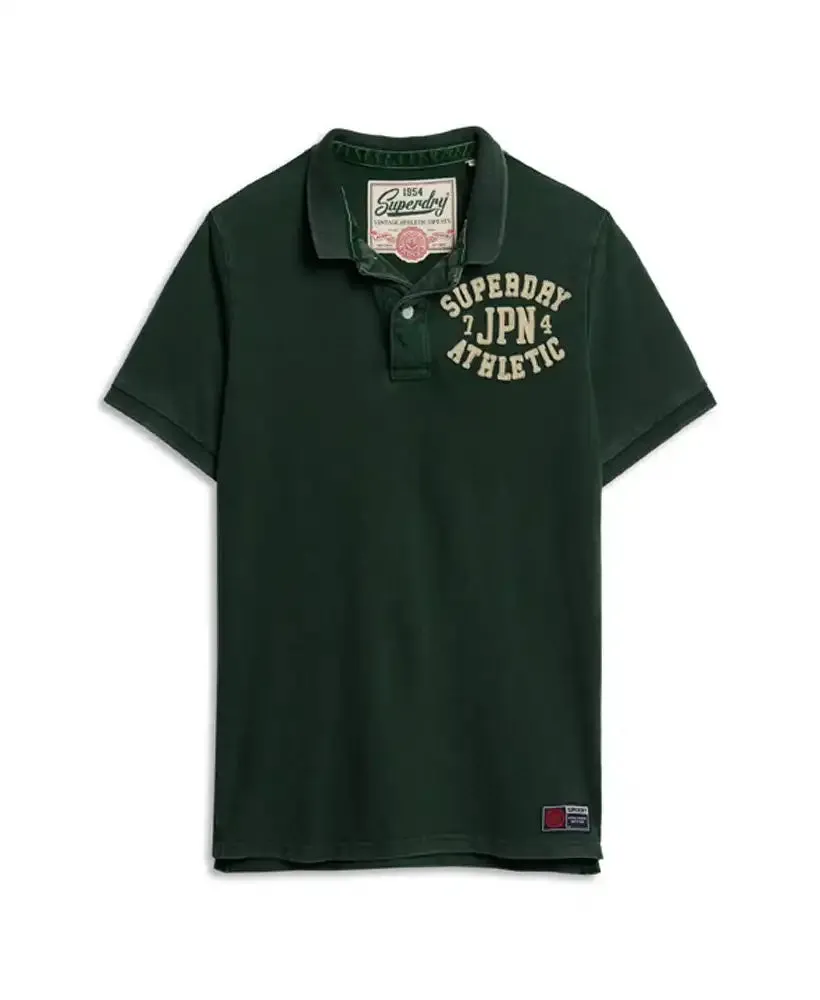 Superdry Mens Vintage Athletic Polo Shirt Enamel Green