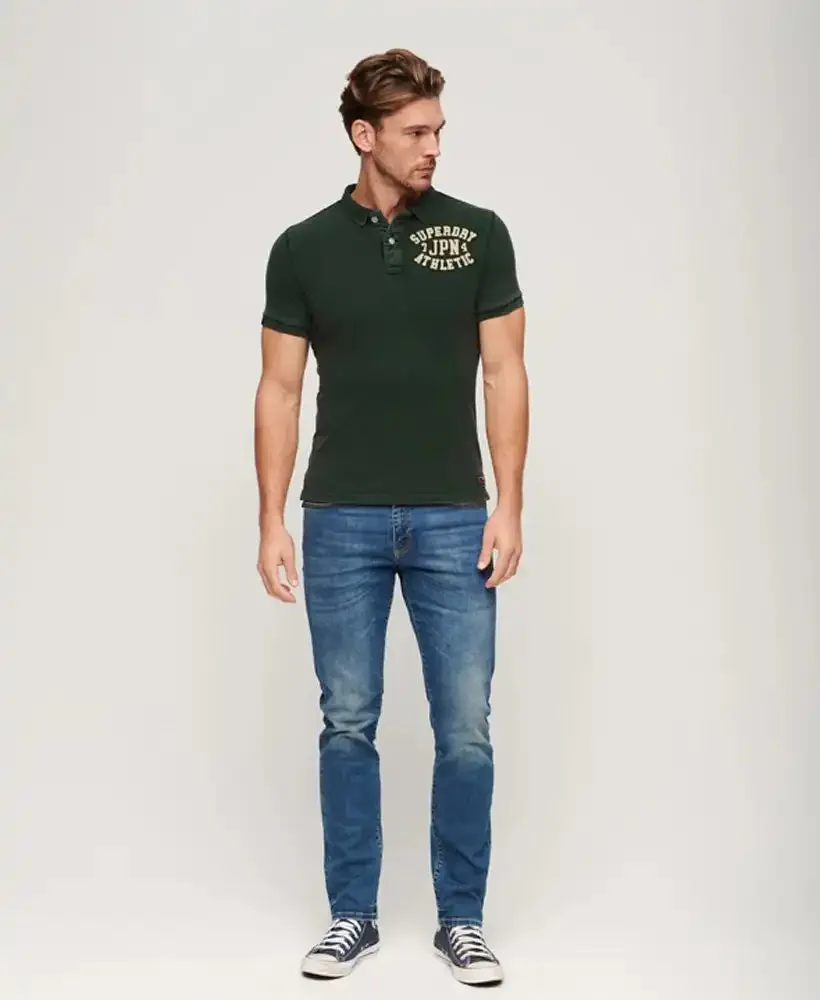 Superdry Mens Vintage Athletic Polo Shirt Enamel Green