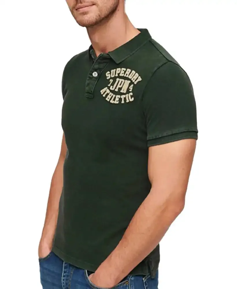 Superdry Mens Vintage Athletic Polo Shirt Enamel Green