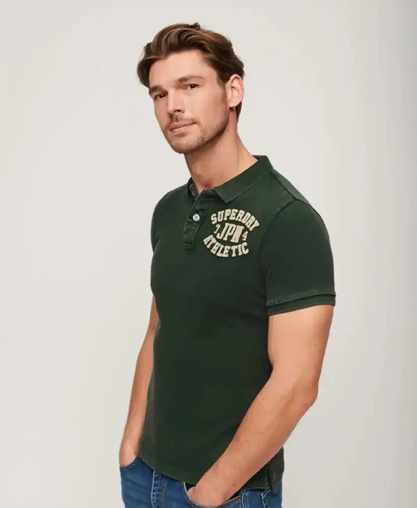 Superdry Mens Vintage Athletic Polo Shirt Enamel Green