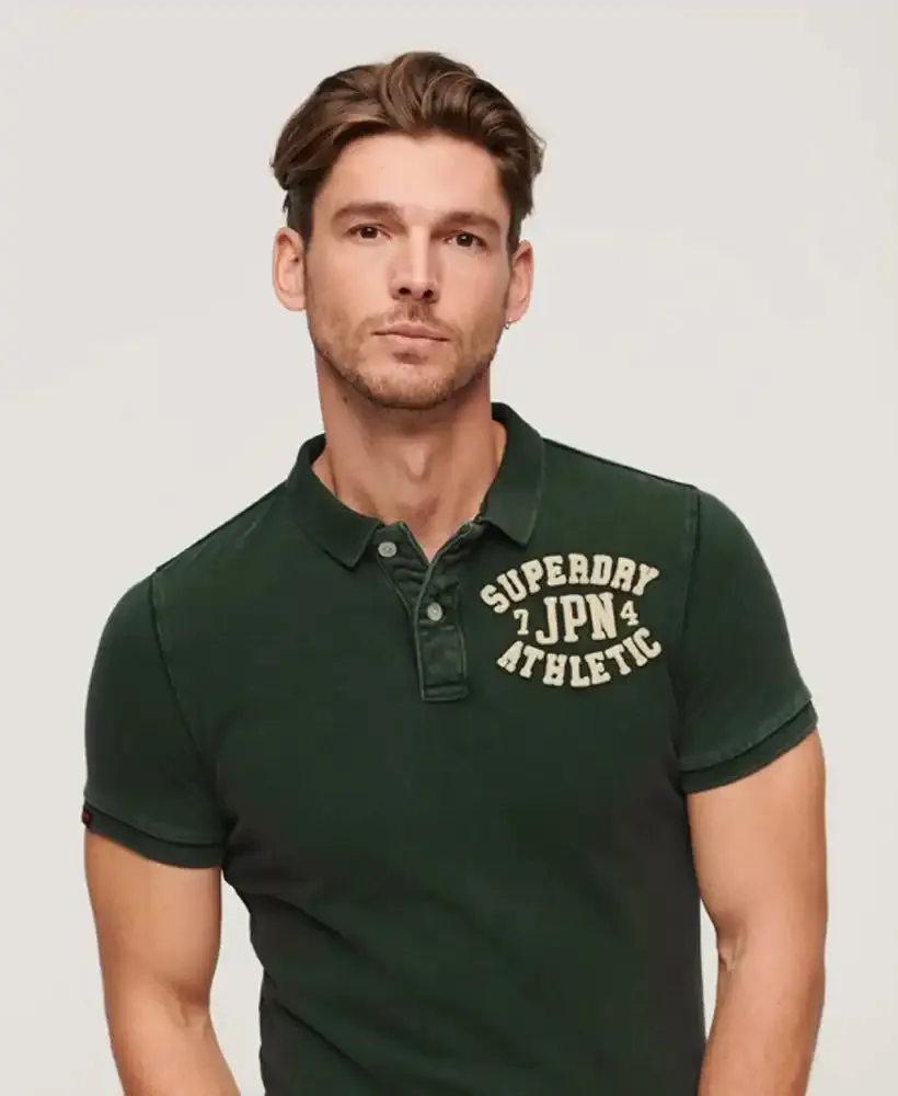 Superdry Mens Vintage Athletic Polo Shirt Enamel Green