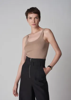Sweater Tank in Fine Cashmere - Taupe