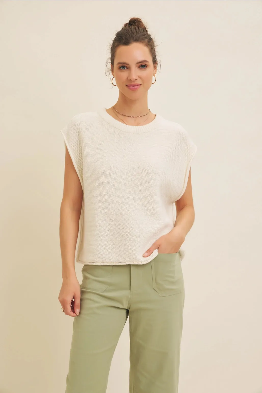 Sweater Vest Top - Cream