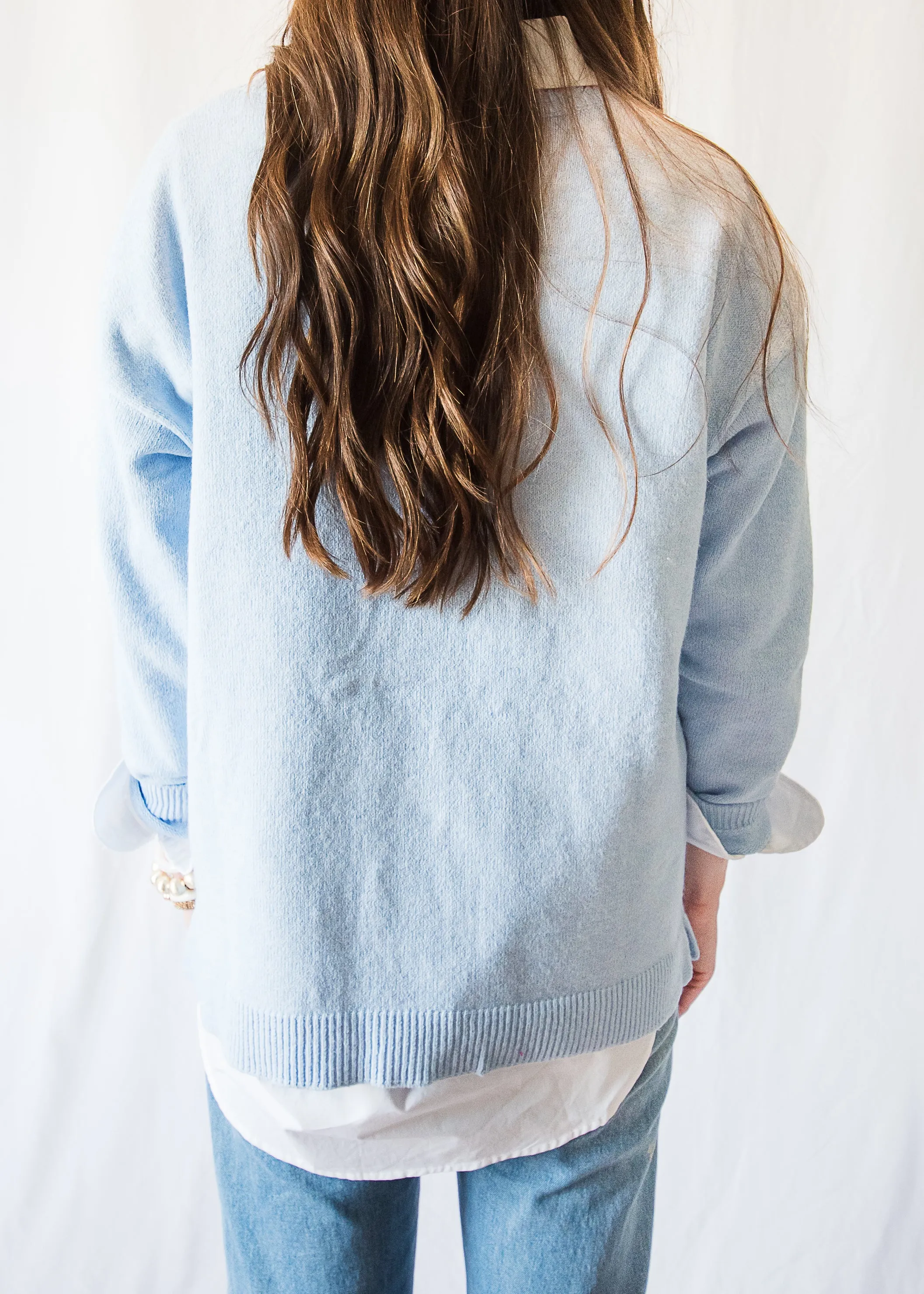 Sweet as Cherries Blue Sweater